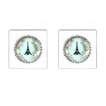 Eiffel Tower Pink Roses Circle For Zazzle Fini Cufflinks (Square)