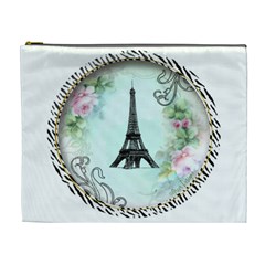 Eiffel Tower Pink Roses Circle For Zazzle Fini Cosmetic Bag (XL) from ArtsNow.com Front