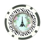 Eiffel Tower Pink Roses Circle For Zazzle Fini Zebra Bkgrnd Poker Chip Card Guard (10 pack)