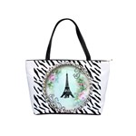 Eiffel Tower Pink Roses Circle For Zazzle Fini Zebra Bkgrnd Classic Shoulder Handbag