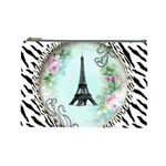 Eiffel Tower Pink Roses Circle For Zazzle Fini Zebra Bkgrnd Cosmetic Bag (Large)