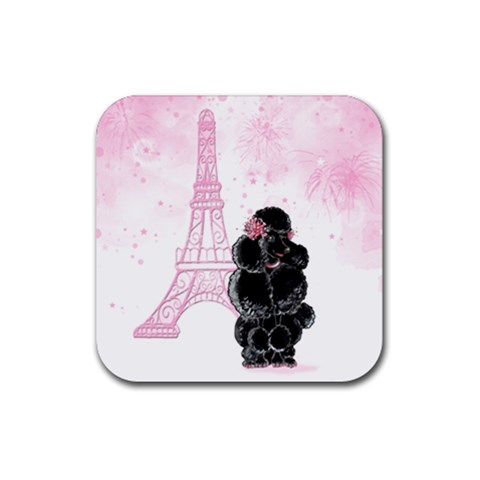 Blk Poo Eiffel For Print 5 By 7 Rubber Coaster (Square) from ArtsNow.com Front