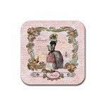 Black Poodle Marie Antoinette W Roses Fini Zazz Rubber Coaster (Square)