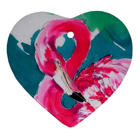 Flamingo Print Ornament (Heart) from ArtsNow.com Front