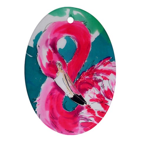Flamingo Print Oval Ornament (Two Sides) from ArtsNow.com Front