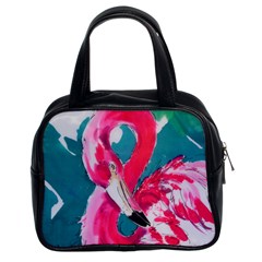 Flamingo Print Classic Handbag (Two Sides) from ArtsNow.com Front