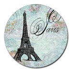 Eiffel Tower Pink Roses Pillow Square Copy Cc Round Mousepad
