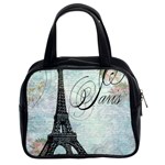 Eiffel Tower Pink Roses Pillow Square Copy Cc Classic Handbag (Two Sides)