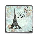 Eiffel Tower Pink Roses Pillow Square Copy Cc Memory Card Reader with Storage (Square)