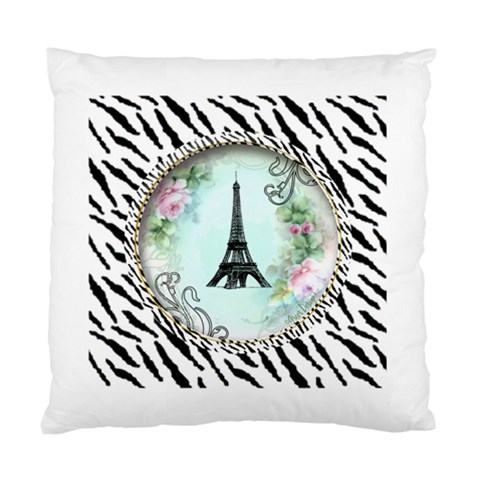 Eiffel Tower Pink Roses Circle For Zazzle Fini Zebra Bkgrnd Cushion Case (Two Sides) from ArtsNow.com Front