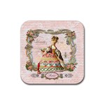 Marie A Colorful Dress Pink Roses Artsnow Rubber Coaster (Square)
