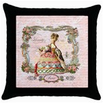 Marie A Colorful Dress Pink Roses Artsnow Throw Pillow Case (Black)