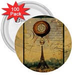Steampunk Hot Air Balloon Pillow Gold 2 For Artsnow 3  Button (100 pack)
