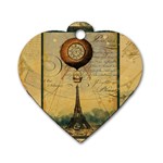 Steampunk Hot Air Balloon Pillow Gold 2 For Artsnow Dog Tag Heart (One Side)