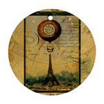 Steampunk Hot Air Balloon Pillow Gold 2 For Artsnow Round Ornament (Two Sides)