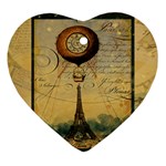 Steampunk Hot Air Balloon Pillow Gold 2 For Artsnow Heart Ornament (Two Sides)