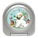 Wht Poodle Bon Bon Treats Squared Copy Travel Alarm Clock