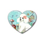 Wht Poodle Bon Bon Treats Squared Copy Heart Coaster (4 pack)