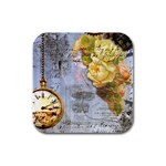 Steampunk Yellow Roses Lge Fini Square For Pillow Rubber Square Coaster (4 pack)