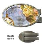 Steampunk Yellow Roses Lge Fini Square For Pillow Money Clip (Oval)