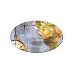 Steampunk Yellow Roses Lge Fini Square For Pillow Sticker (Oval)
