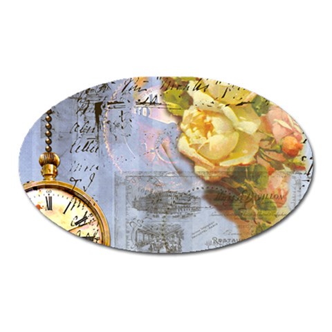 Steampunk Yellow Roses Lge Fini Square For Pillow Magnet (Oval) from ArtsNow.com Front