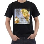 Steampunk Yellow Roses Lge Fini Square For Pillow Black T-Shirt