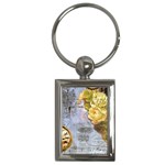 Steampunk Yellow Roses Lge Fini Square For Pillow Key Chain (Rectangle)