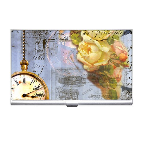 Steampunk Yellow Roses Lge Fini Square For Pillow Business Card Holder from ArtsNow.com Front
