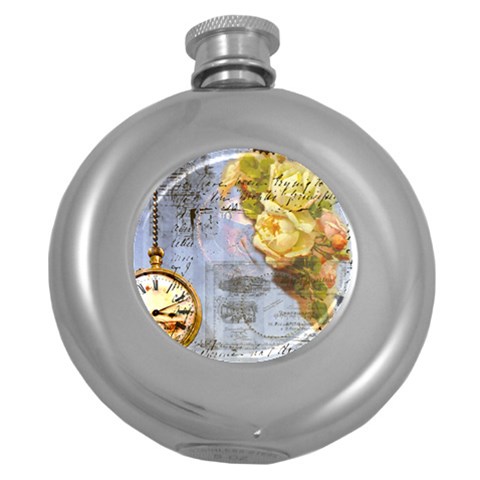 Steampunk Yellow Roses Lge Fini Square For Pillow Hip Flask (5 oz) from ArtsNow.com Front