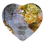 Steampunk Yellow Roses Lge Fini Square For Pillow Heart Ornament (Two Sides)