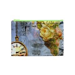 Steampunk Yellow Roses Lge Fini Square For Pillow Cosmetic Bag (Medium) from ArtsNow.com Front