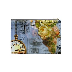 Steampunk Yellow Roses Lge Fini Square For Pillow Cosmetic Bag (Medium) from ArtsNow.com Back
