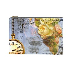 Steampunk Yellow Roses Lge Fini Square For Pillow Cosmetic Bag (Large) from ArtsNow.com Front