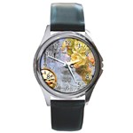 Steampunk Yellow Roses Lge Fini Square For Pillow Round Metal Watch