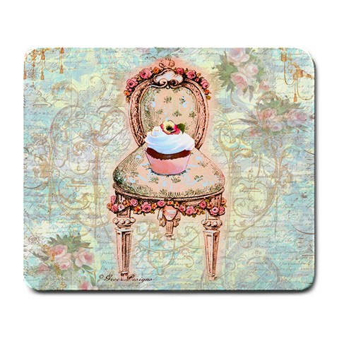 Victorian Chair and Pink Cupcake Large Mousepad from ArtsNow.com Front