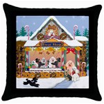 Poodle Christmas Treat Shop Gingerbread House Throw Pillow Case (Black)