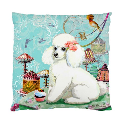 White Poodle bon bon Cushion Case (Two Sides) from ArtsNow.com Front
