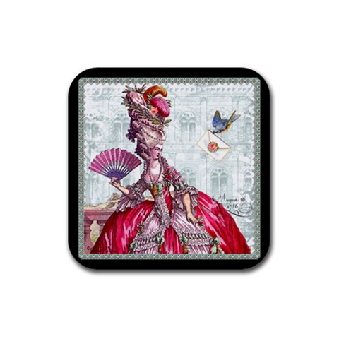 Marie Antoinette & Bluebird Rubber Square Coaster (4 pack) from ArtsNow.com Front