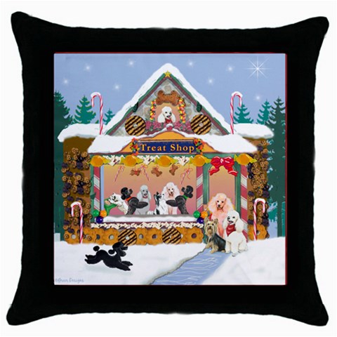 Poodle treat shop Throw Pillow Case (Black) from ArtsNow.com Front
