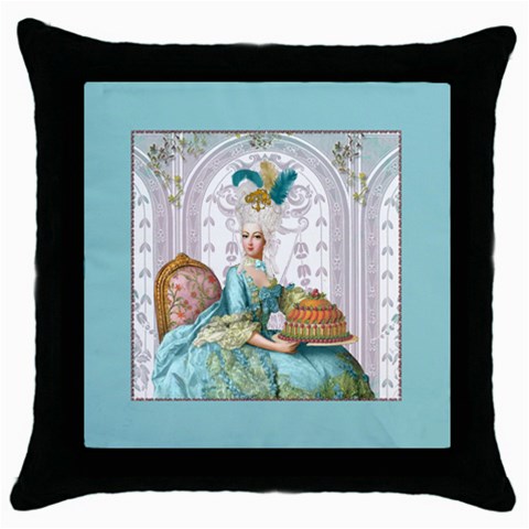 Marie W Pink Panel Pillow Aqua Copy Throw Pillow Case (Black) from ArtsNow.com Front