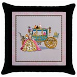 marie and carriage w cakes  squared tan for pillow w border Throw Pillow Case (Black)