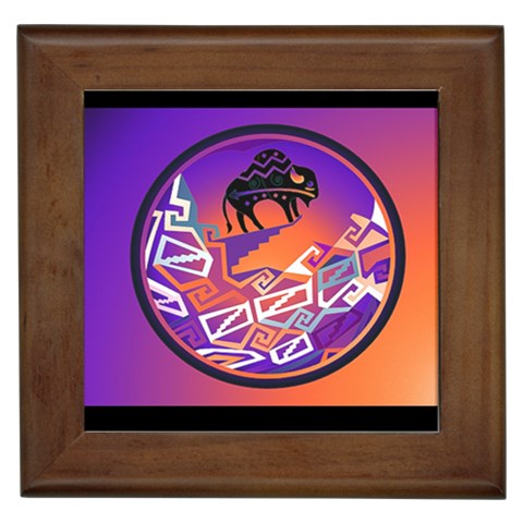 Comanchebuffalototem Framed Tile from ArtsNow.com Front