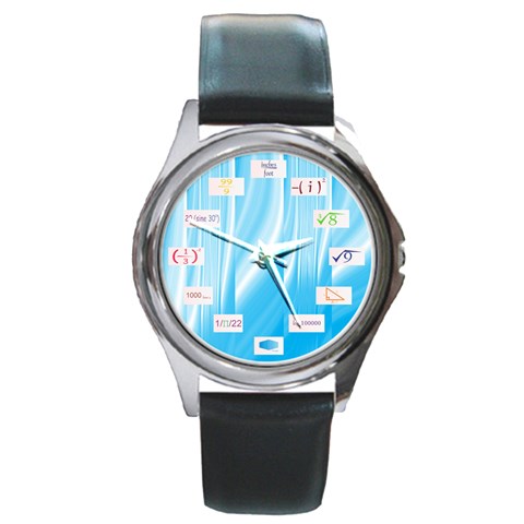Math Symbols Round Metal Watch from ArtsNow.com Front