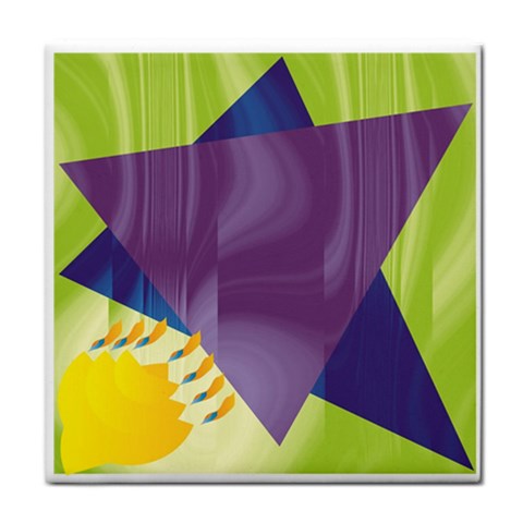 Jewish Star Menora Tile Coaster from ArtsNow.com Front
