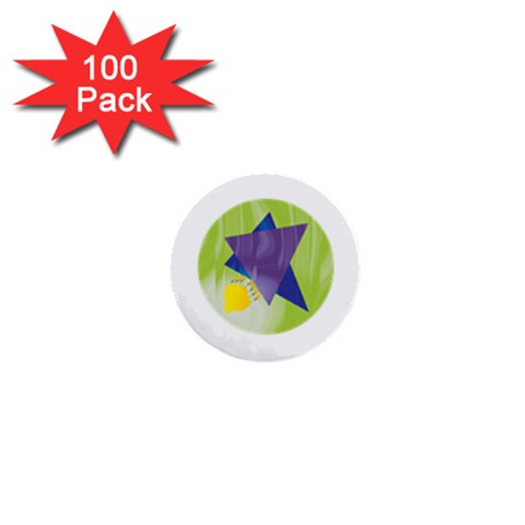 Jewish Star Menora 1  Mini Button (100 pack)  from ArtsNow.com Front