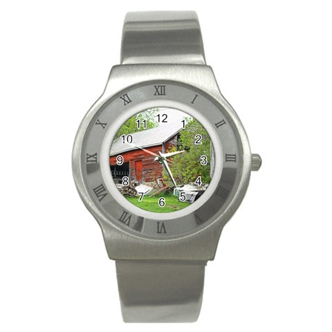 Old Farm Building Stainless Steel Watch from ArtsNow.com Front