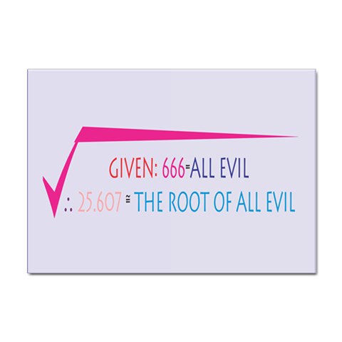 Square Root of all Evil Sticker A4 (10 pack) from ArtsNow.com Front