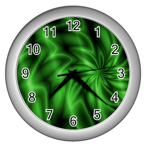 Green Swirl Wall Clock (Silver) from ArtsNow.com Front