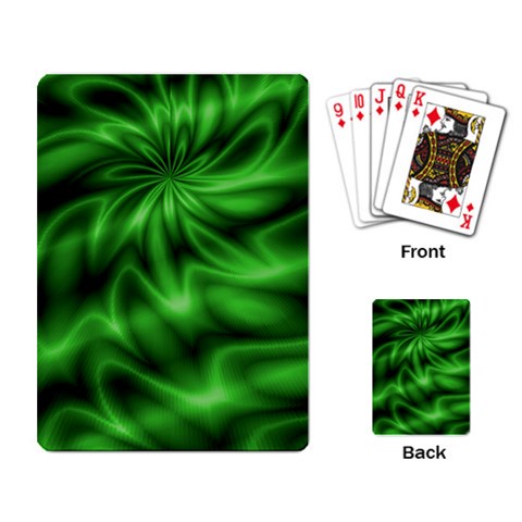 Green Swirl Playing Cards Single Design from ArtsNow.com Back